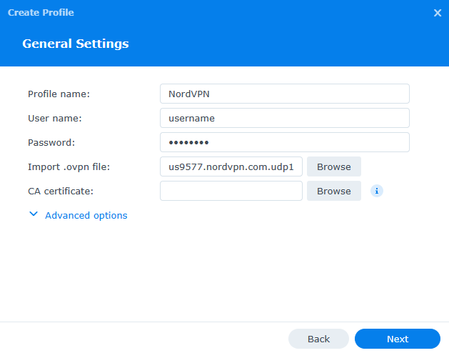 configuring the vpn profile.