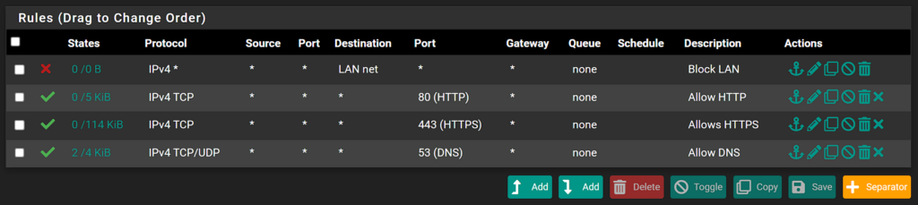 sample firewall rules for a DMZ. how to set up a DMZ in pfSense.