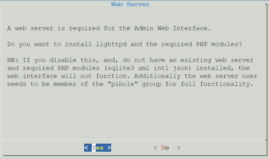 pi-hole web server.