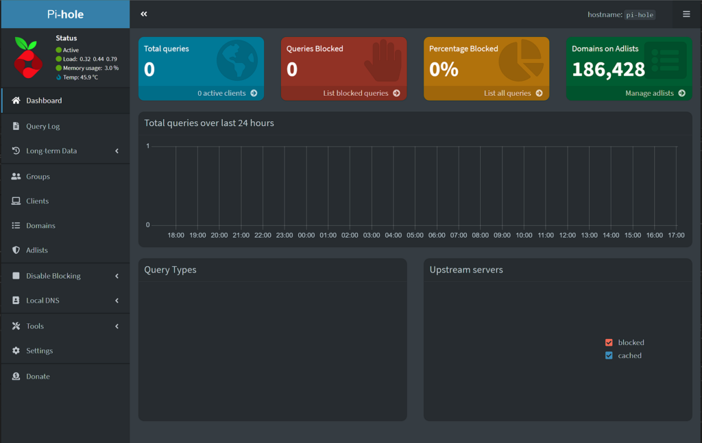 pi-hole web interface