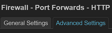 advanced settings in port forwarding.
