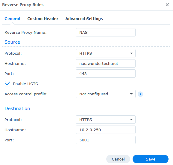 reverse proxy in synology dsm