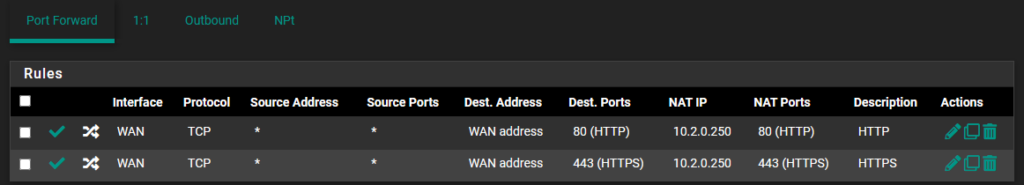 port forwarding showing 80/443 open.