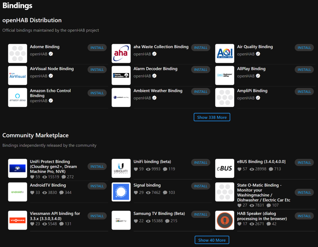 openhab bindings. openhab vs. home assistant.