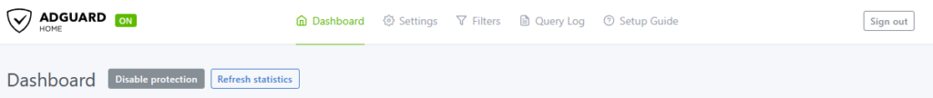 adguard home dashboard.