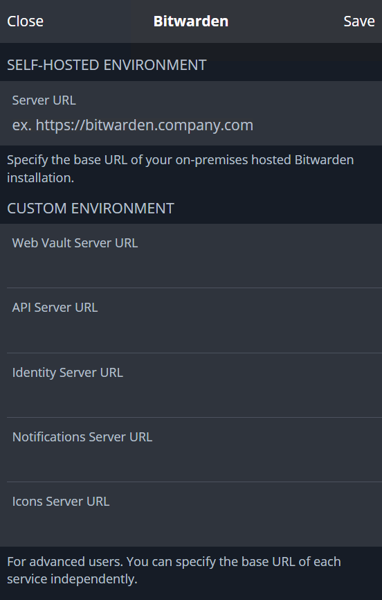 bitwarden self-hosted options.