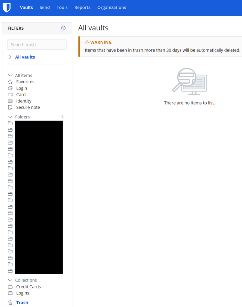 Bitwarden vs. KeePass 2 bitwarden user interface.