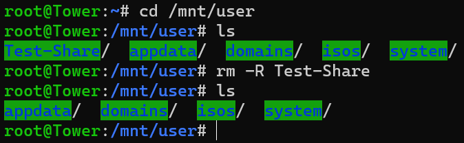 commands to delete share.