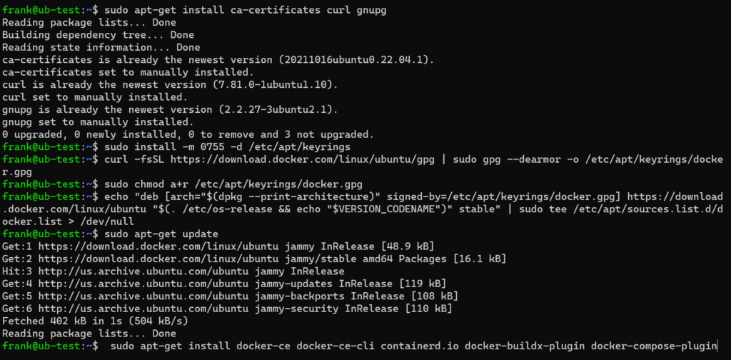 installing docker and portainer on ubuntu.