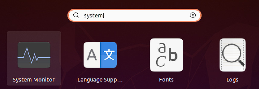 system monitor in ubuntu.