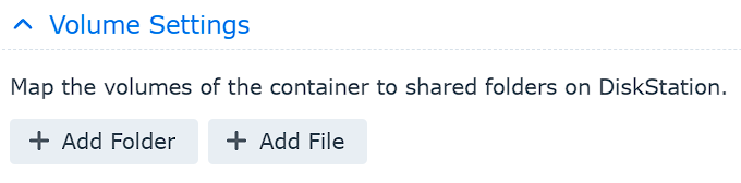 volume settings in container manager.