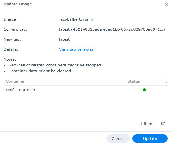 updating a docker image in container manager.