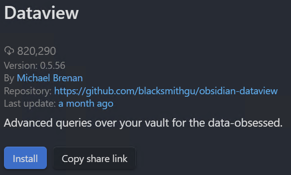 dataview for obsidian.