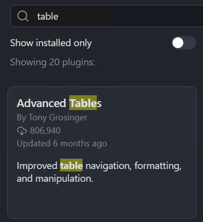 advanced tables plugin.