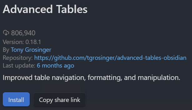 advanced tables install.