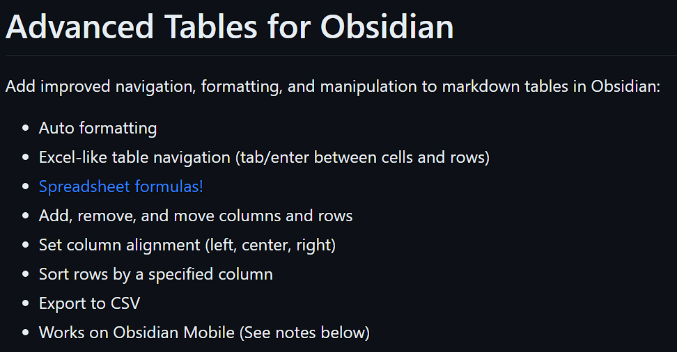 advanced tables for obsidian.