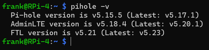 checking the pihole version.