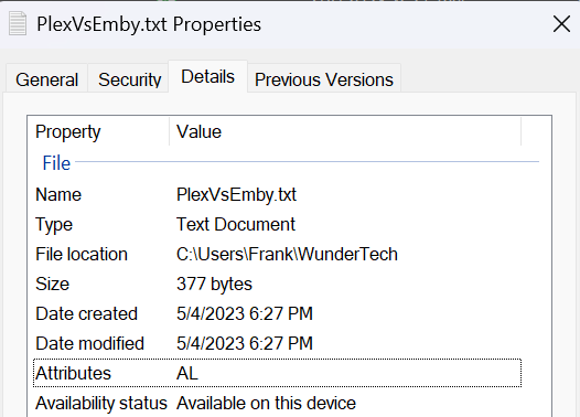 text file metadata.