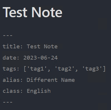 yaml front matter in obsidian.