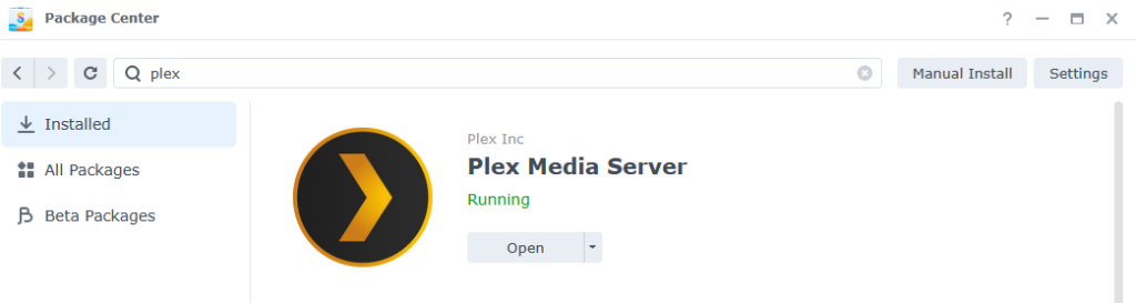 plex media server on a synology nas.