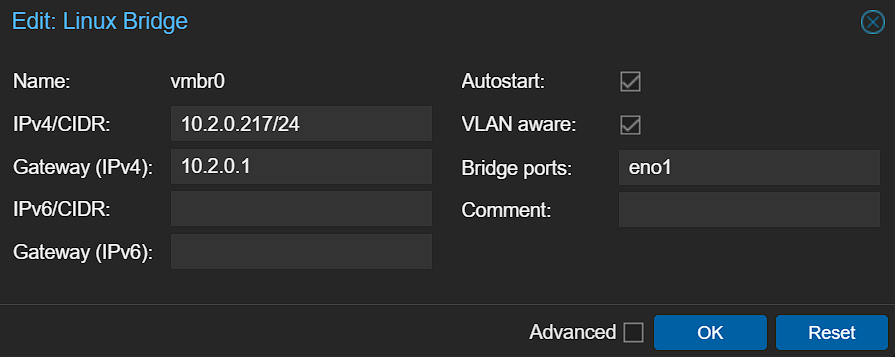 bridge in proxmox.