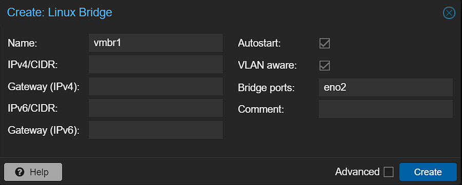 creating a vlan-aware bridge in proxmox.