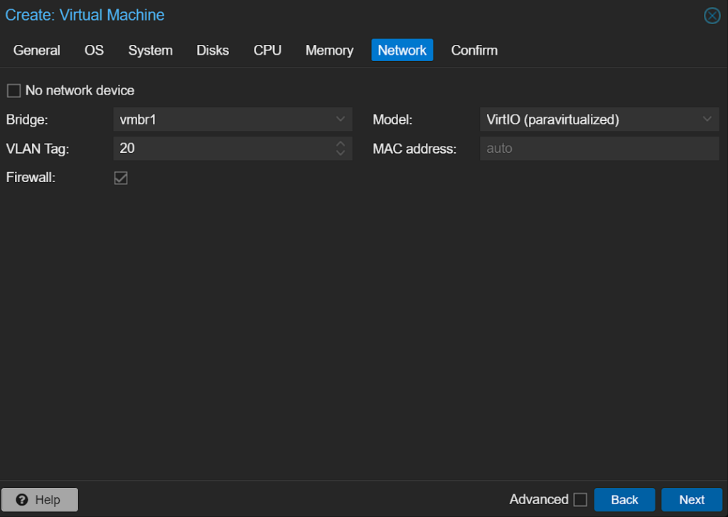 how to configure vlans in proxmox for VMs.