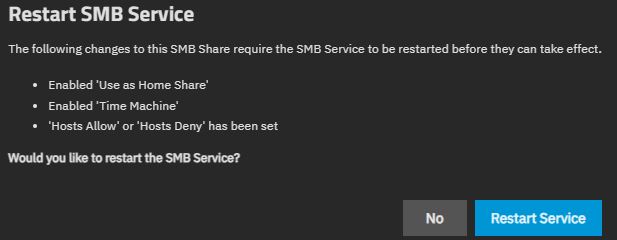 restarting the smb service.