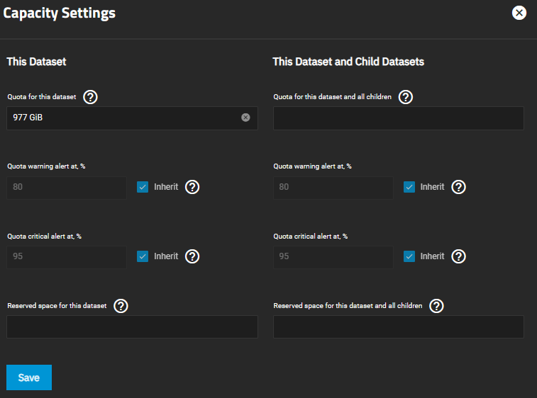 quota settings.