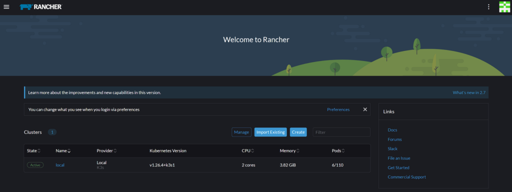 rancher homepage.