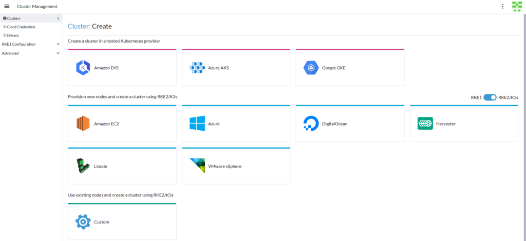 cluster options.