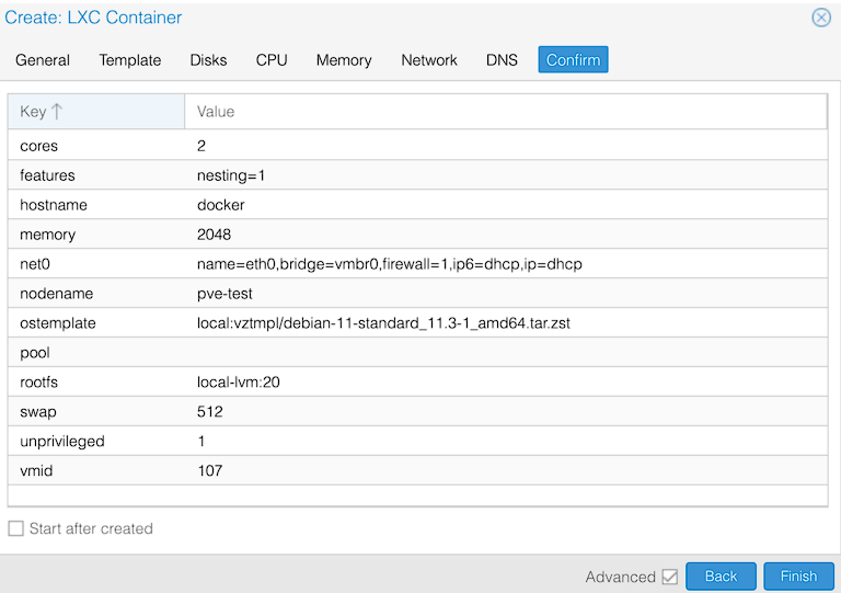 finishing configuring the LXC container.