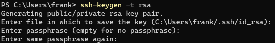 generating an RSA key using ssh-keygen.