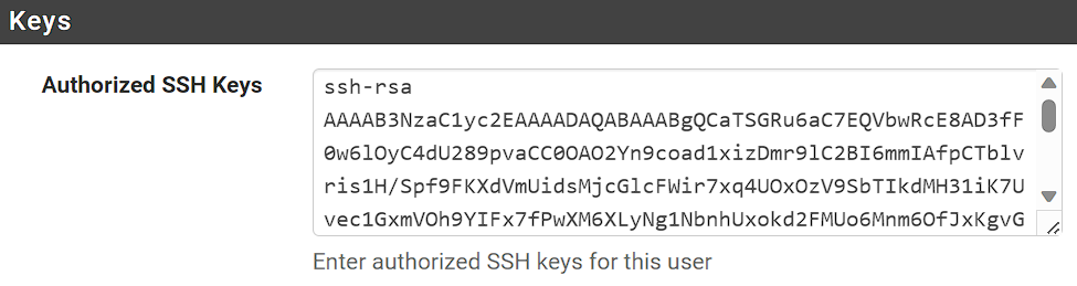 configuring an RSA key in pfSense.