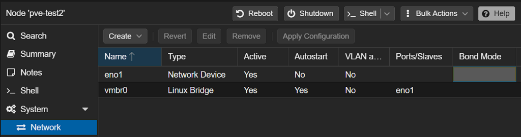 default network interfaces.