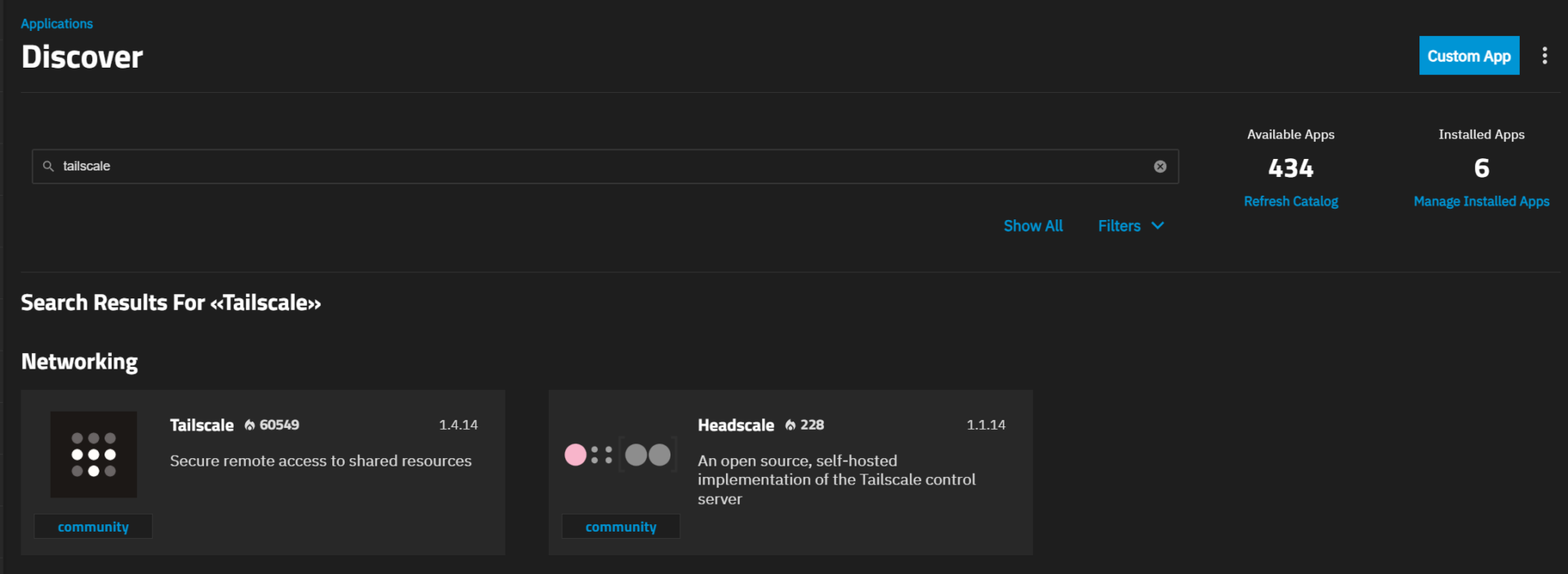 Tailscale APp in TrueNAS Community Edition