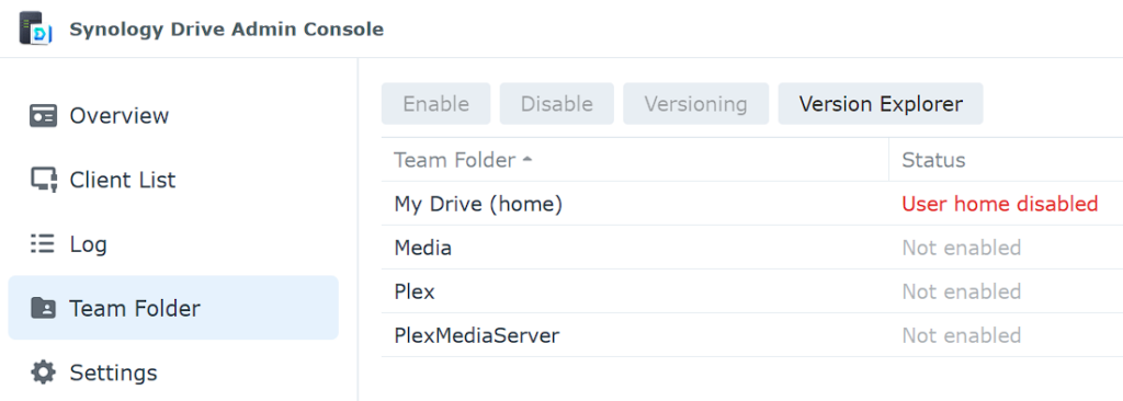 team folder settings