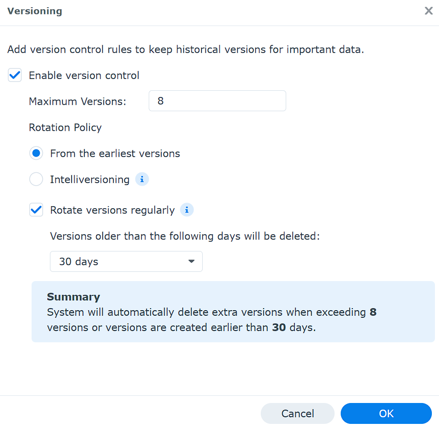 versions for synology drive.