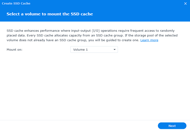 mounting ssd cache on a volume.