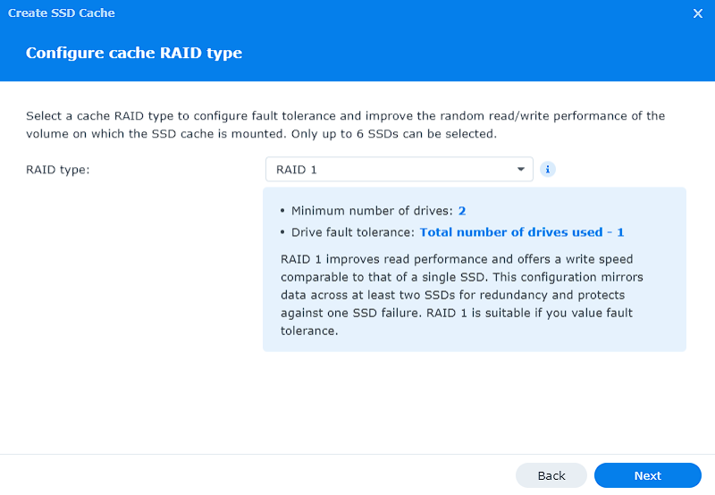 raid selection for ssd cache.