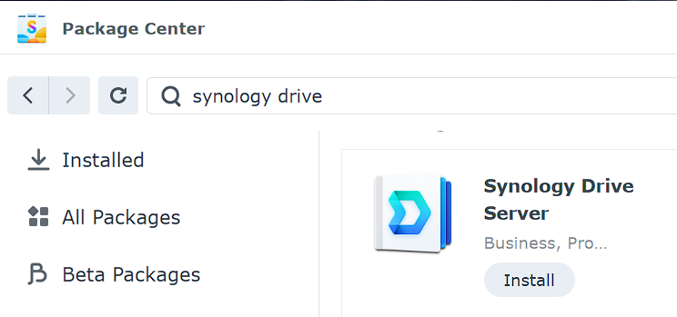 how to set up synology drive - synology package center