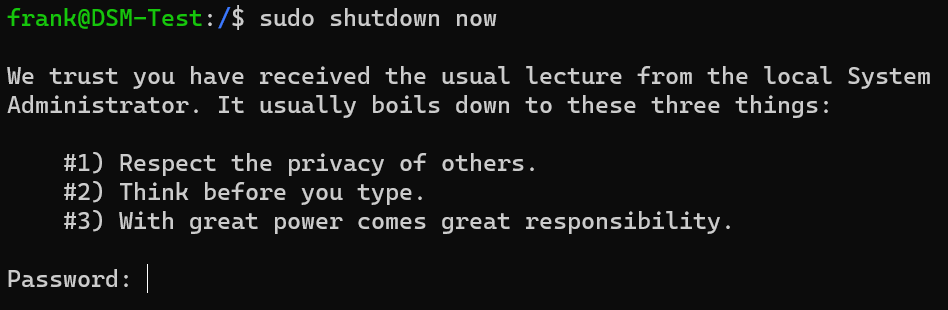 shutdown command.