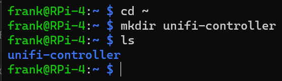making the unifi controller directory to install the unifi controller on a raspberry pi