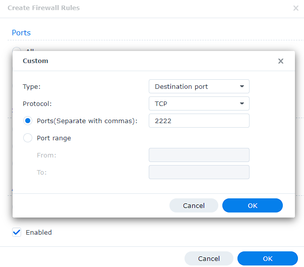 creating a firewall rule in synology dsm.