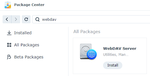 how to configure WebDAV on a Synology NAS