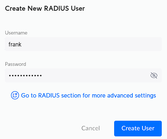 creating a radius user.