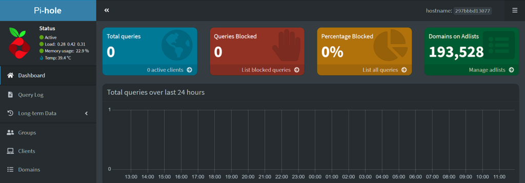 Synology NAS Pi-hole Setup - pi-hole webpage