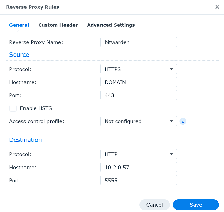 reverse proxy setup