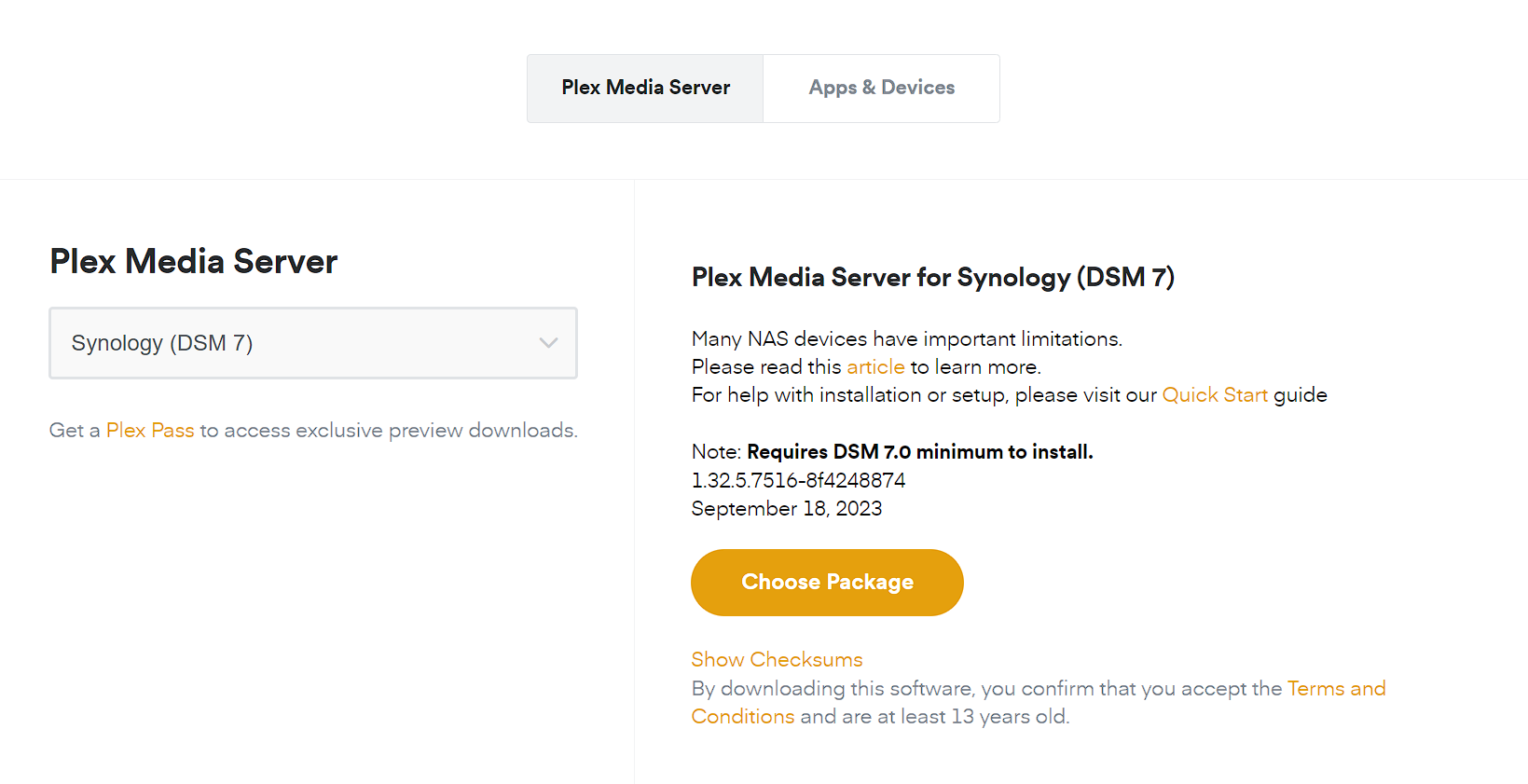 checking version of plex on synology
