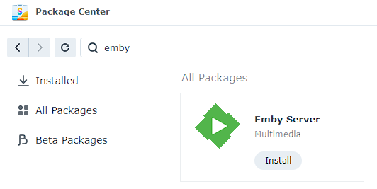 how to set up emby on a synology nas